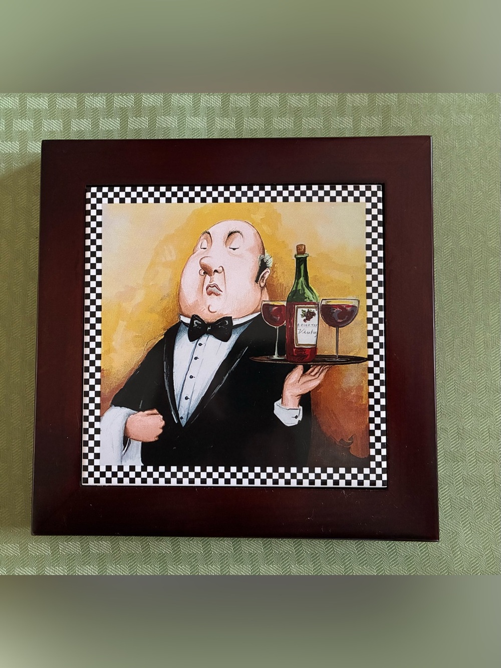 Butler Serving Wine Wall Plaque or for Hot Plate